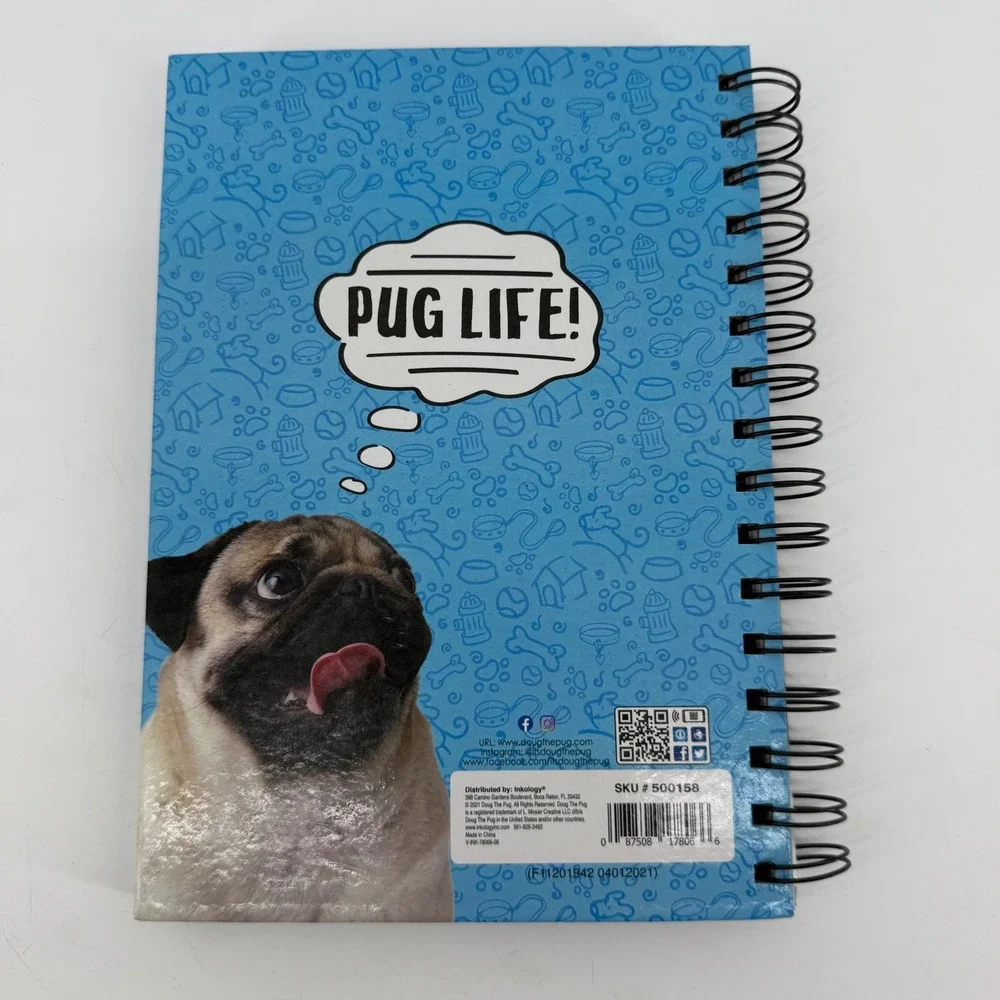 Doug the Pug Spiral Notebook Donut Pug Life Lined Journal Inkology 500158 8x6‎